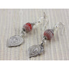 Bohemian Glass Drop Earrings with Berber Silver Decorated Teardrops - E300