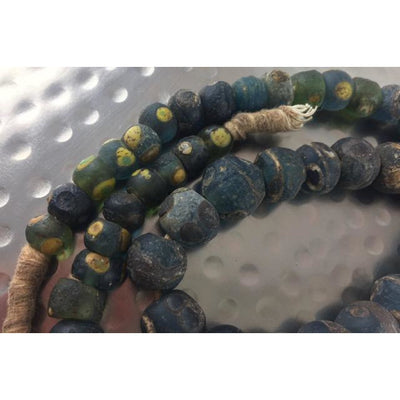Blue and Green Ancient Islamic Glass Eye Beads, Strand of 58 beads, Mali - AG119