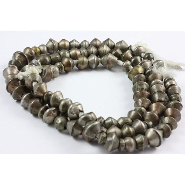 Nice Old Ethiopian Silver Metal Bicone Beads, Strand