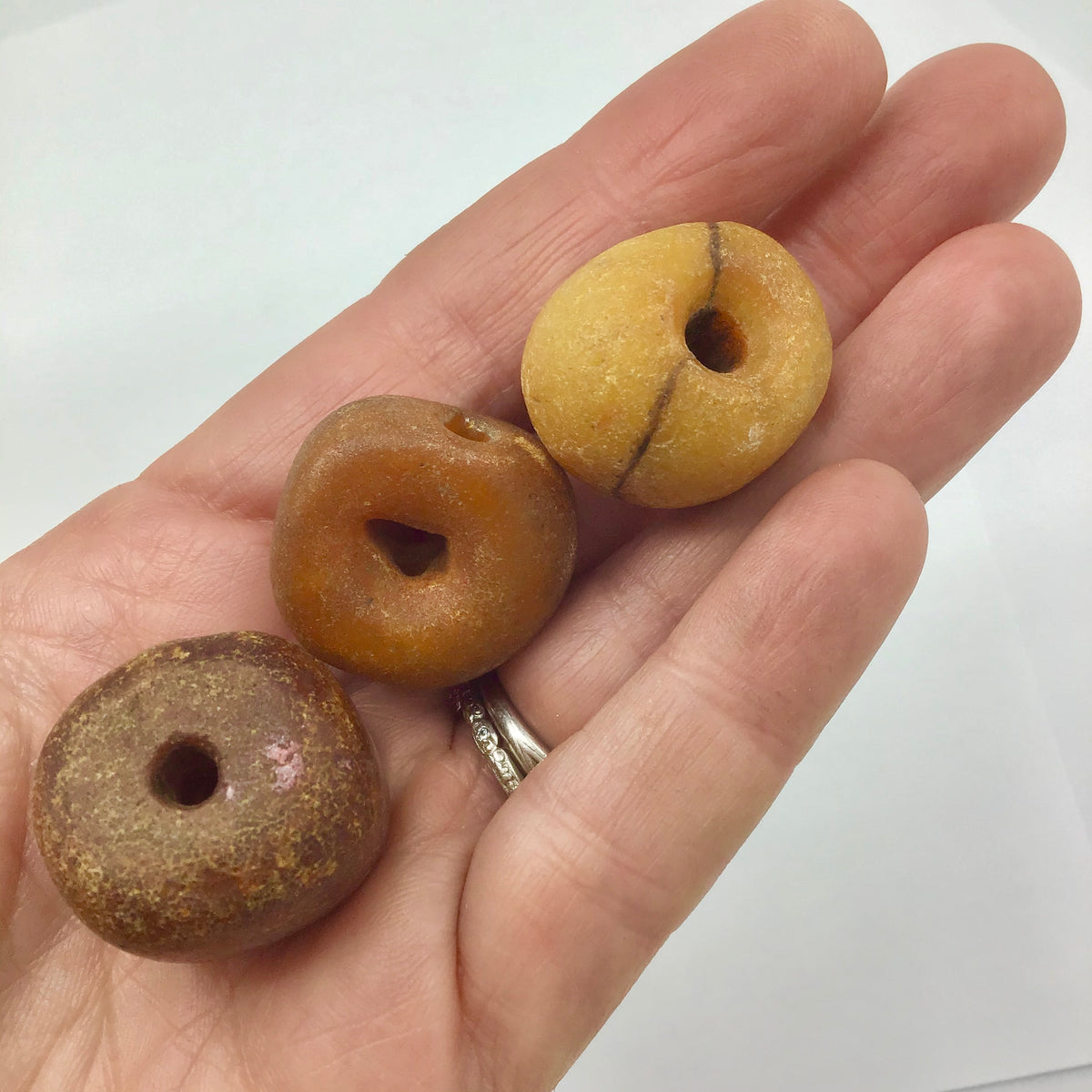 Group of 3 Large Natural Antique Baltic Amber Beads from the African Trade - Rita Okrent Collection (C563)