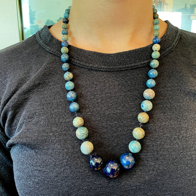 Knotted Necklace of Dyed Graduated Jasper Beads - Rita Okrent Collection (N381)
