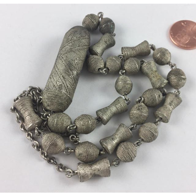 Old Silver Decorated Traditional Beaded Necklace from Mauritania (ANT 315)