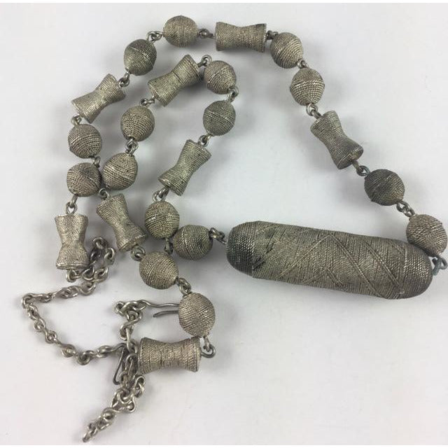 Old Silver Decorated Traditional Beaded Necklace from Mauritania (ANT 315)