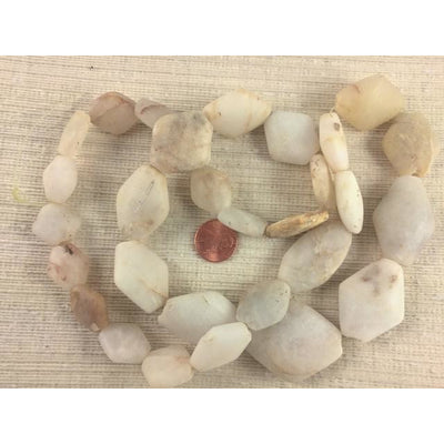 Excavated Ancient Diamond Shaped Tabular White Agate and Rock Crystal Beads, Mali -S382