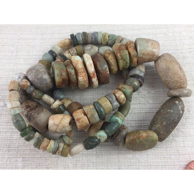 Ancient Amazonite Beads, Mixed Sizes and Shapes, Mali or Mauritania - Rita Okrent Collection - S384