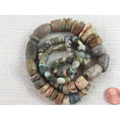 Ancient Amazonite Beads, Mixed Sizes and Shapes, Mali or Mauritania - Rita Okrent Collection - S384
