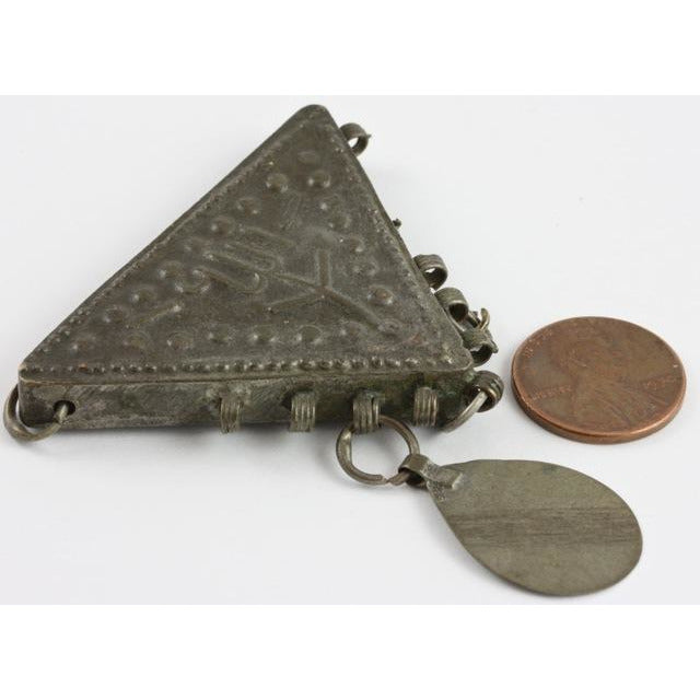 Traditional Silver Triangular Zar Amulet from Ceremonial Necklace, Egypt