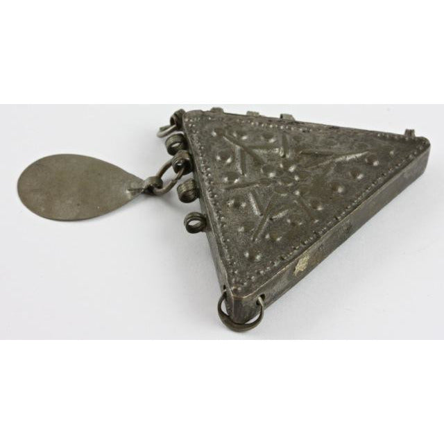 Traditional Silver Triangular Zar Amulet from Ceremonial Necklace, Egypt