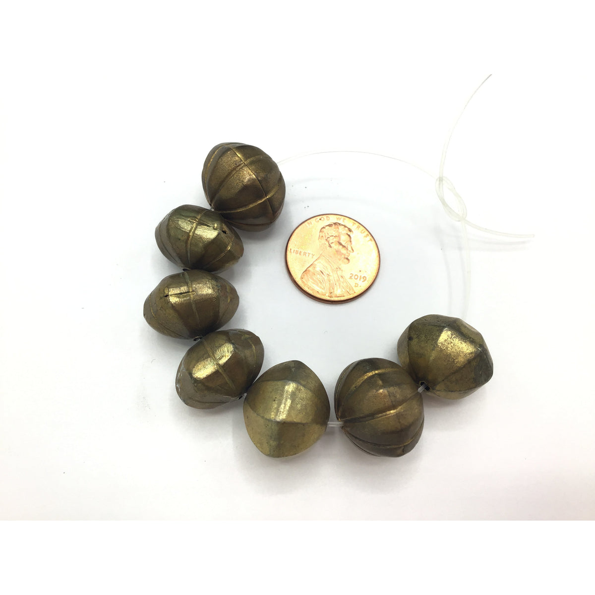 Vintage Brass Melon Beads from Sri Lanka - Rita Okrent Collection (ANT570)