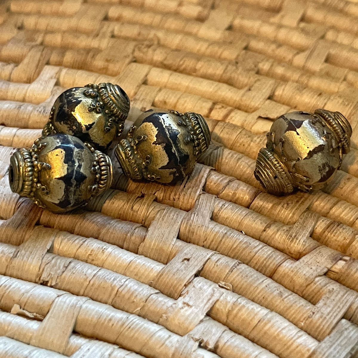 Gilded Antique Bicone Beads from Sri Lanka - Rita Okrent Collection (ANT559)