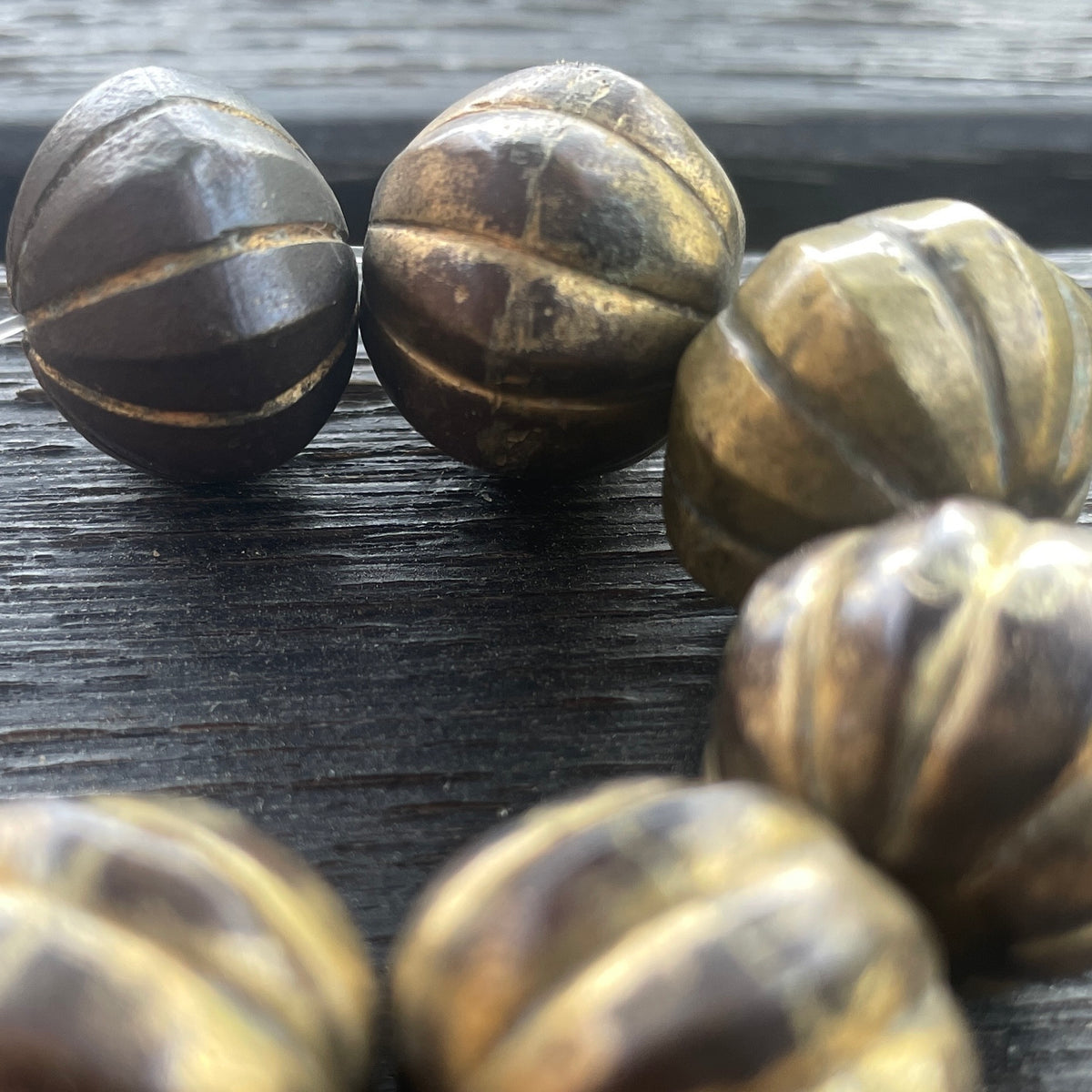 Vintage Brass Melon Beads from Sri Lanka - Rita Okrent Collection (ANT570)