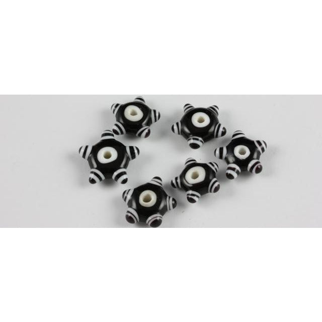 Matched Black and White Art Glass Beads 