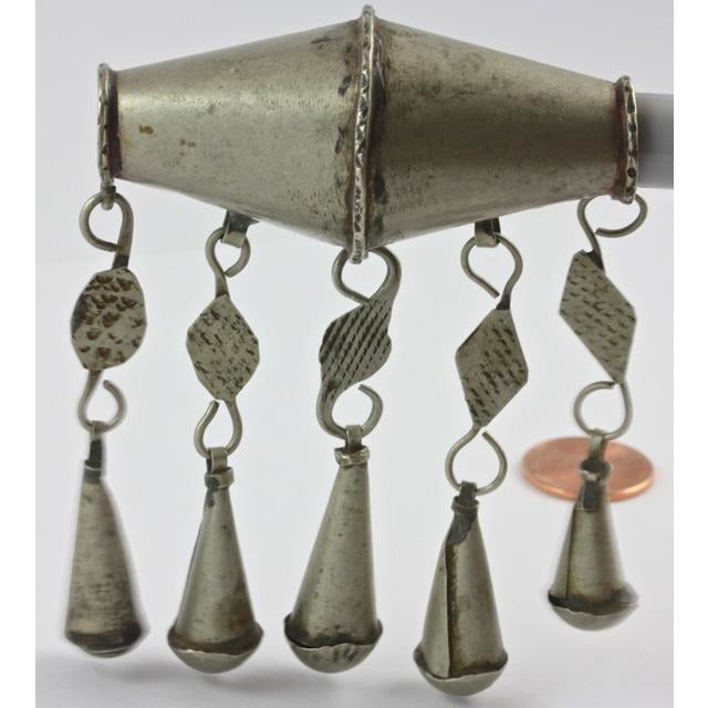 Old Moroccan Silver Metal Bicone Bead with Conical drops