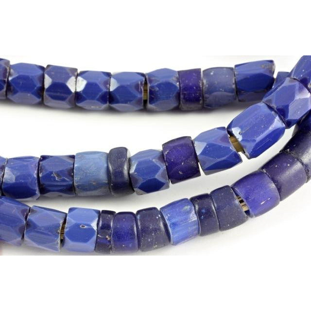 Russian Blue Faceted Glass Trade Beads - AT0836