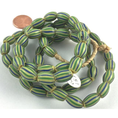 Green and Blue Venetian Striped Melon Chevrons - AT1532