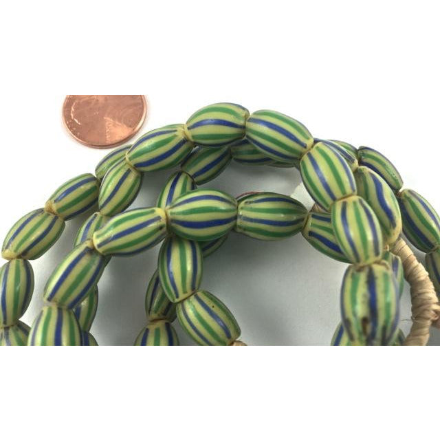 Green and Blue Venetian Striped Melon Chevrons - AT1532