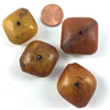 Mauritanian Phenolic Resin Caramel and Yellow Amber Diamond Shaped Double Drilled Beads, Group of 4 - C438