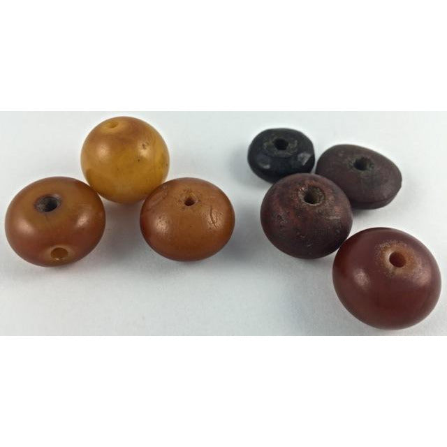 Mauritanian Phenolic Resin Amber Round Mixed Beads, Group of 7 - C379