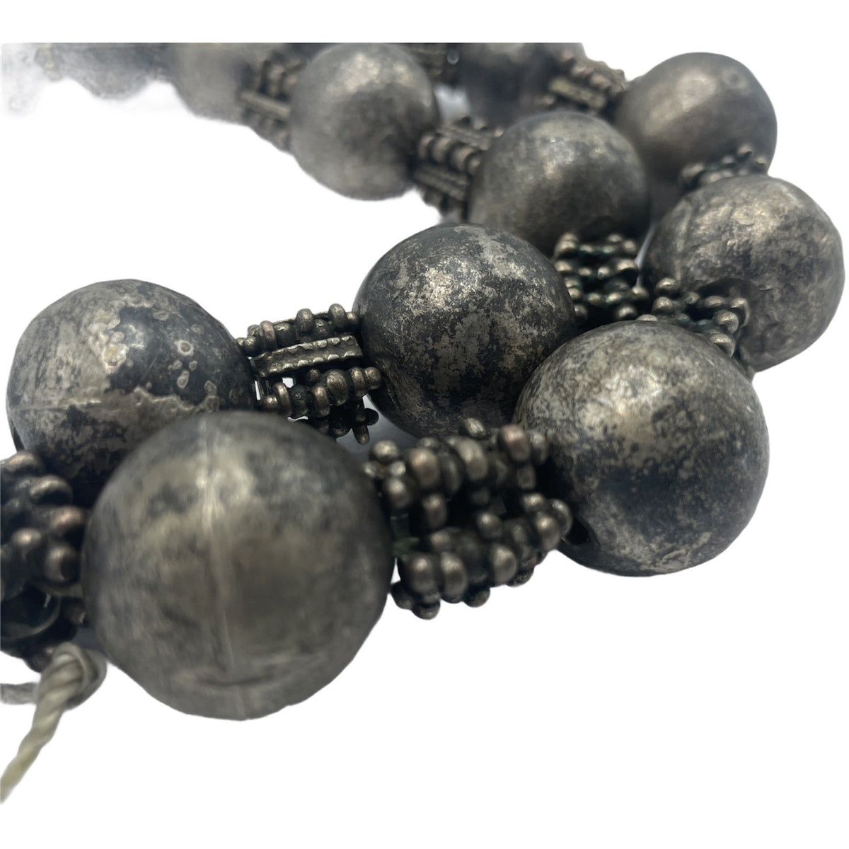 Antique Granulated Silver and Hollow Silver Beads Strand, from Yemen - Rita Okrent Collection (ANT549)