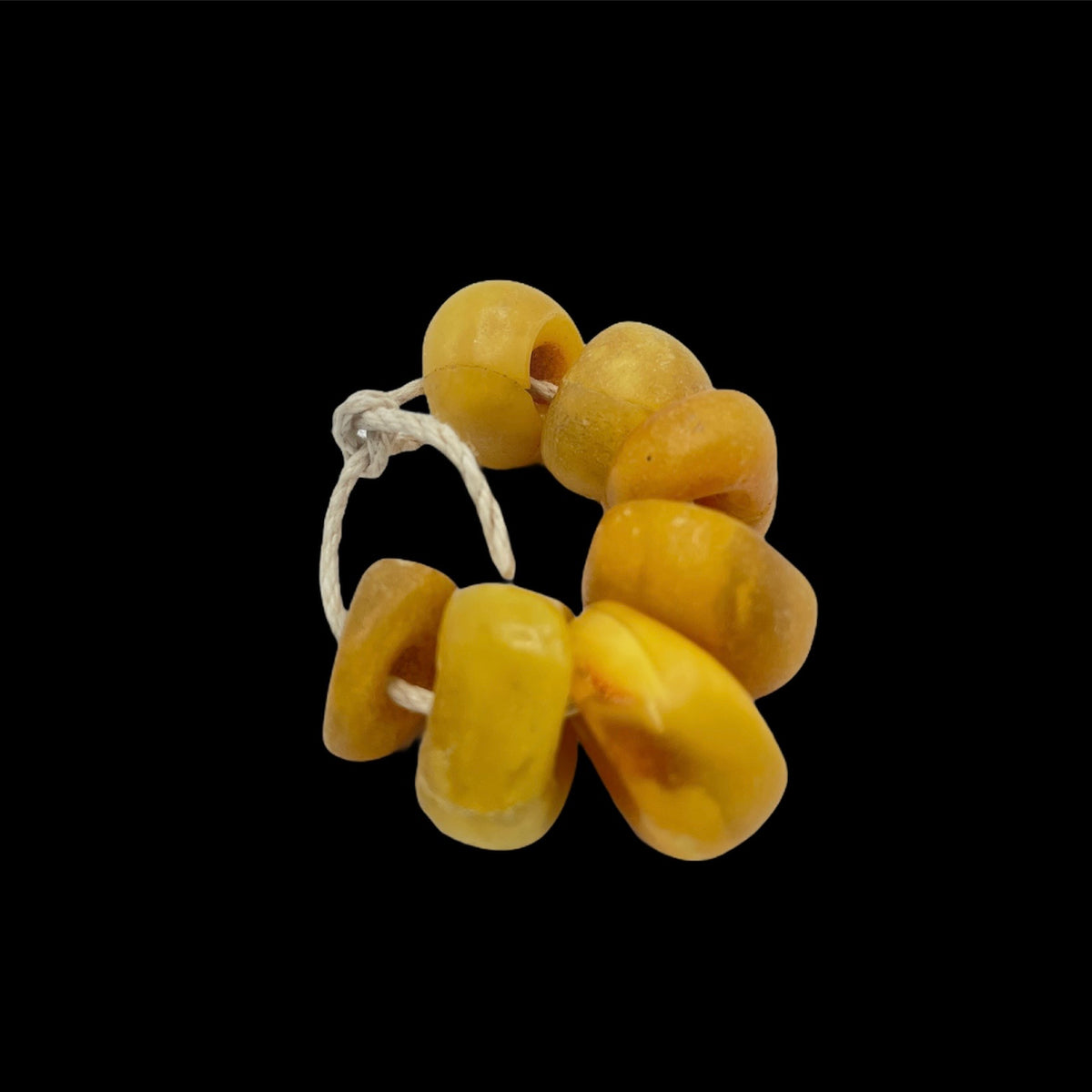 Strand of 7 Butterscotch Yellow Baltic Amber Beads from Mauritania - Rita Okrent Collection (C611)