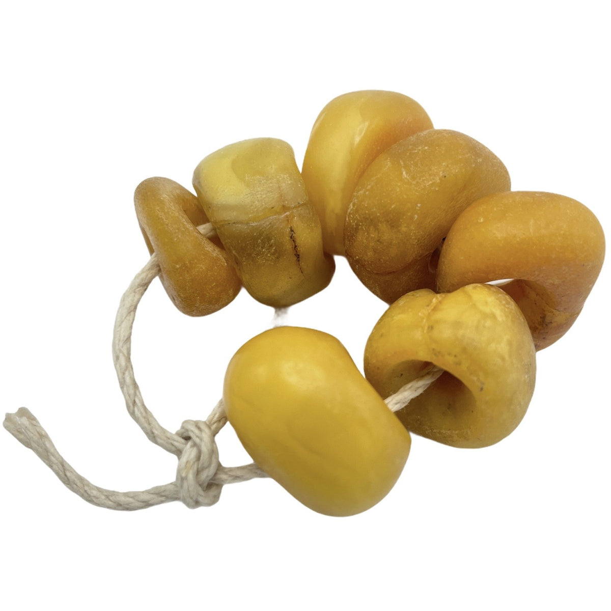 Strand of 7 Butterscotch Yellow Baltic Amber Beads from Mauritania - Rita Okrent Collection (C611)