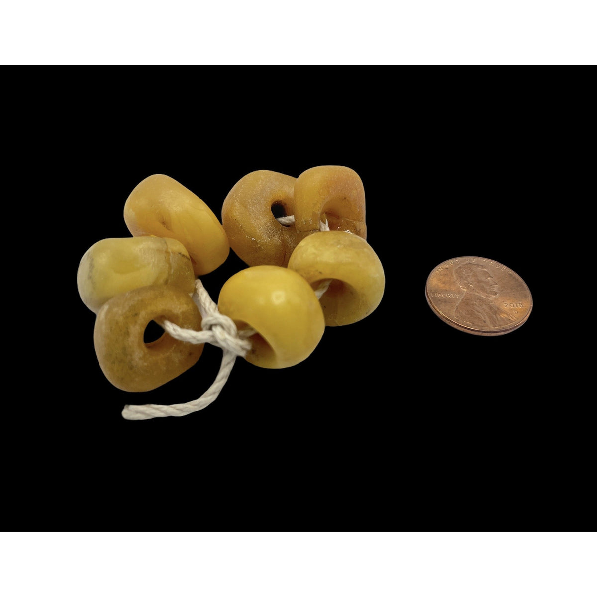 Strand of 7 Butterscotch Yellow Baltic Amber Beads from Mauritania - Rita Okrent Collection (C611)