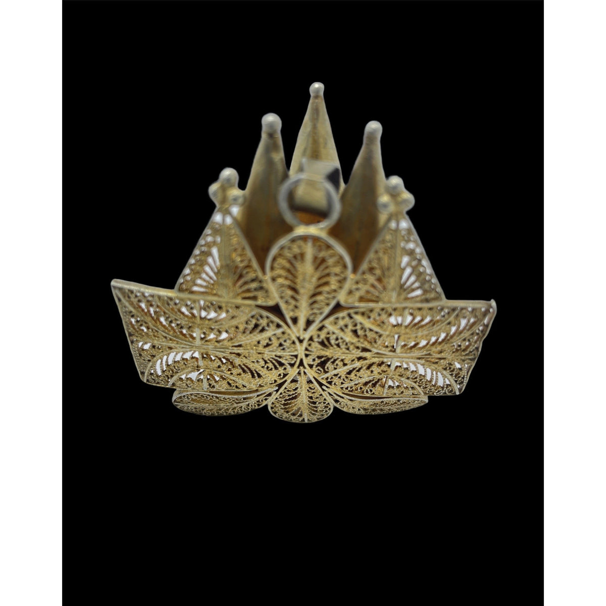 Gilded Silver Large Pendant with Intricate Filigree and Silverwork, Senegal or Mauritania - Rita Okrent Collection (P707)