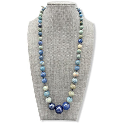 Knotted Necklace of Dyed Graduated Jasper Beads - Rita Okrent Collection (N381)