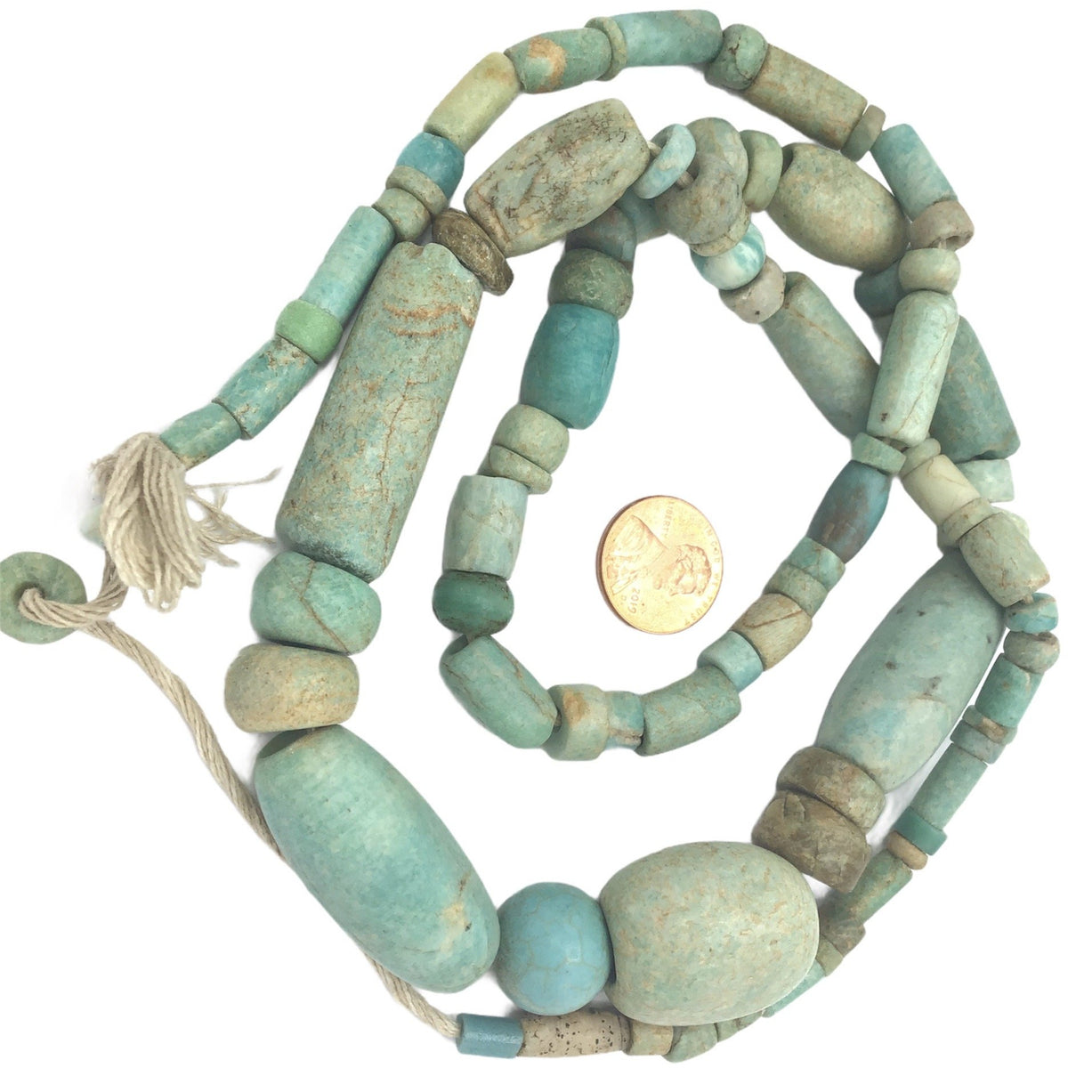 Long Mixed Size Beads Strand of Ancient Amazonite from Mauritania - Rita Okrent Collection (S491)