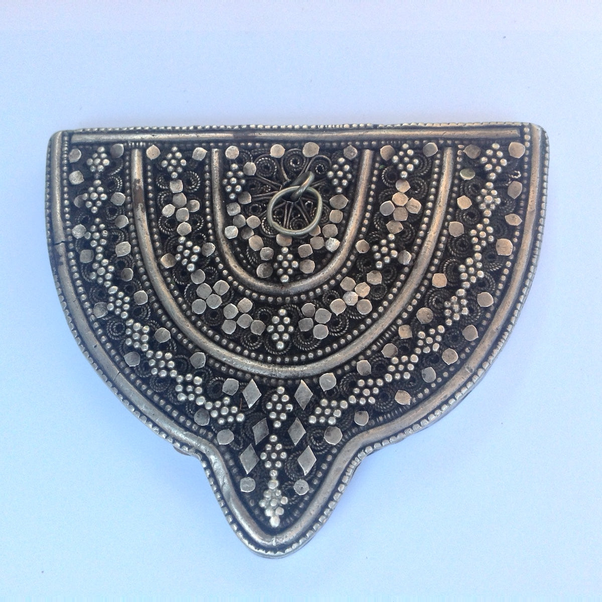 Old Yemeni Granulated Silver Coin Holder or Mahfaza, Yemen - C081b