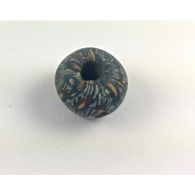 Ancient Glass Jatim Bead, Deep Green with Yellow and Orange, Java, Indonesia - AG015b