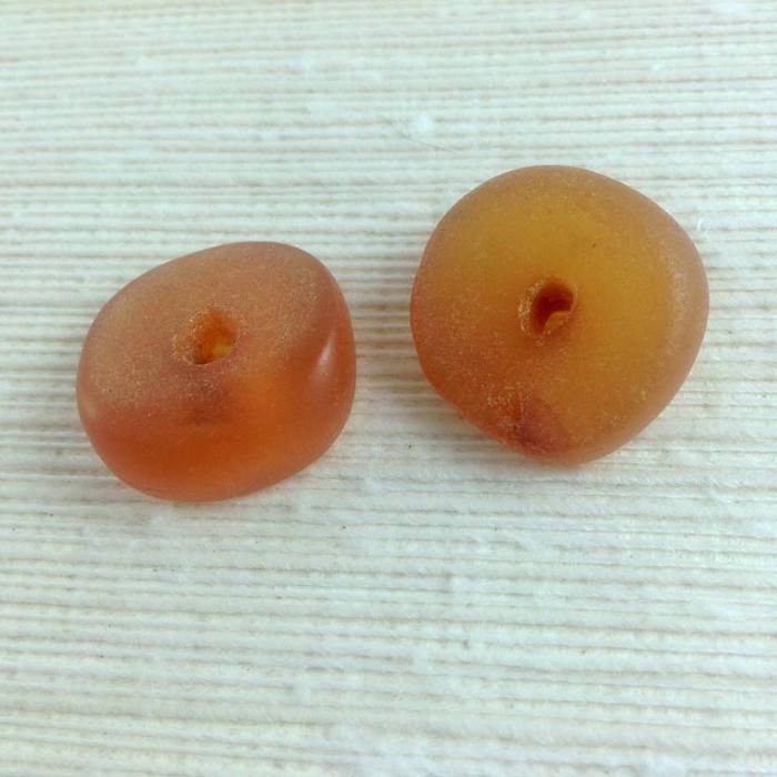 Antique Translucent Mauritanian Amber Beads, Set of 2 Beads - C479