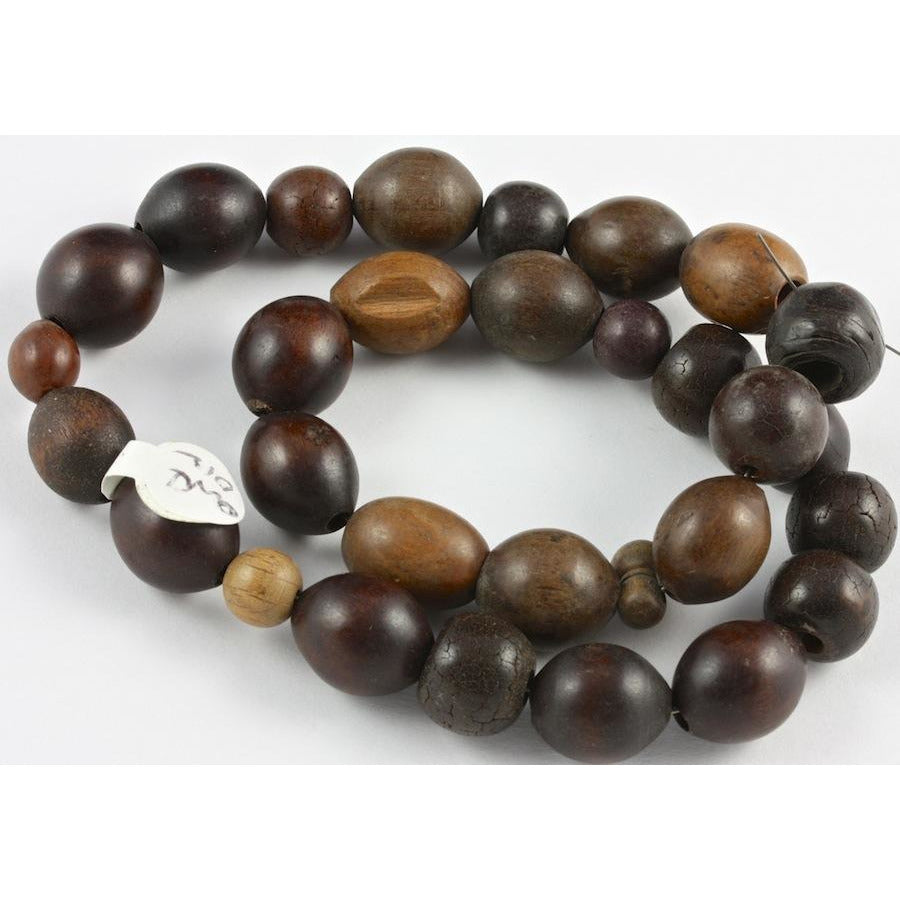 Coffee Bean Brown Wood Beads, Antique