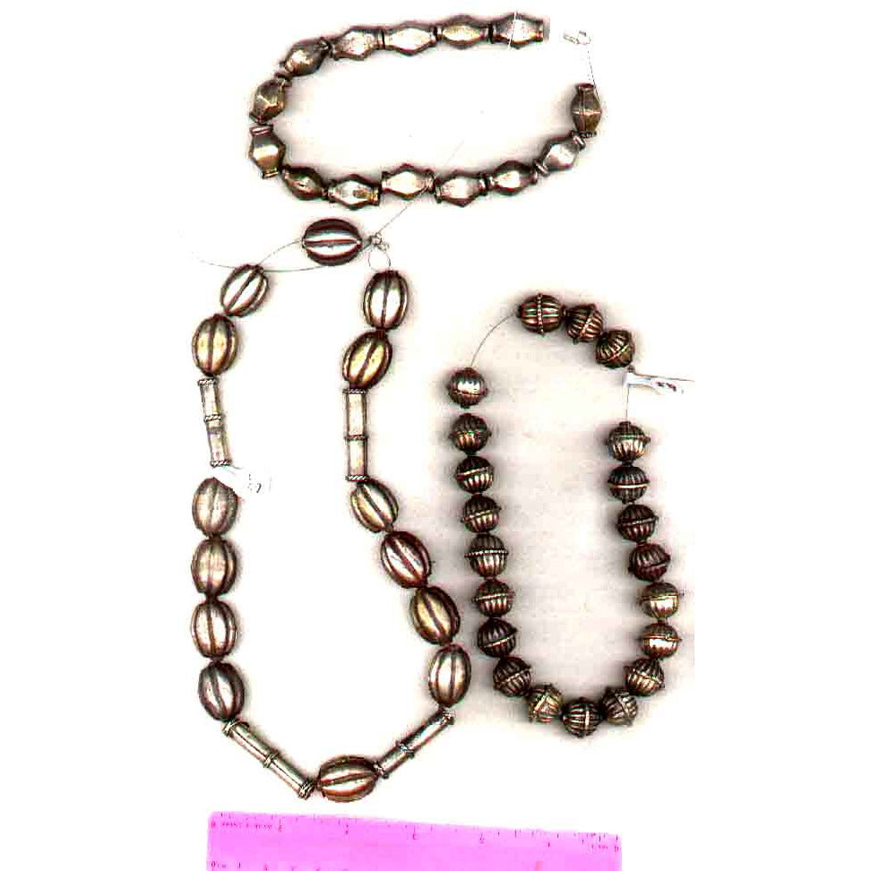 Antique or very old hand-made silver beads from Mid East