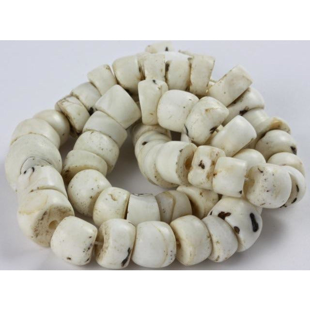 Ancient White and Cream Hues Calcified Shell Beads from the Sahara,  Bicones- Rita Okrent Collection (ANT498) - Rita Okrent Collection