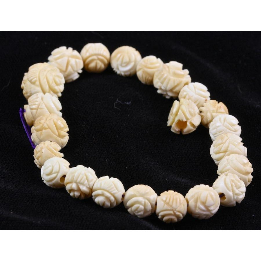 Carved Rose Bone Rounds, Antique