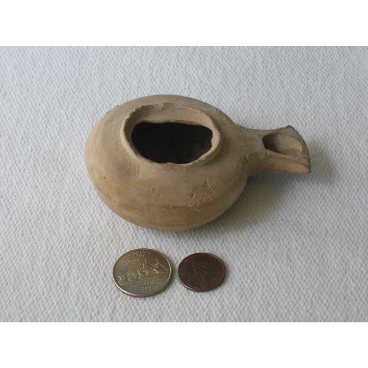 Plain terracotta lamp with flat spout, Egypt