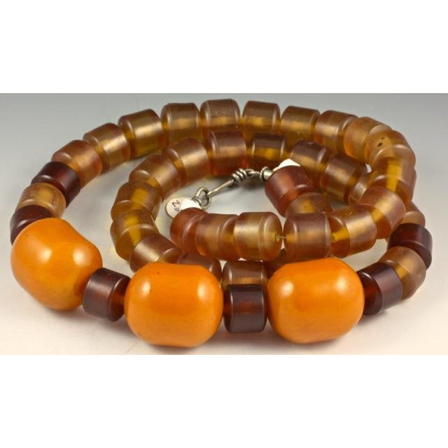 Faux Amber Strand, Designed Necklace by Rita, with Sterling Silver 