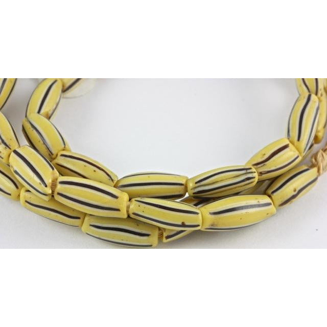 Yellow and Black Melon Venetian Trade Beads 