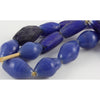 Blue Molded Bicone and Marvered Beads, Bohemia