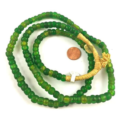Translucent Green Glass Old Padre Beads, African Trade