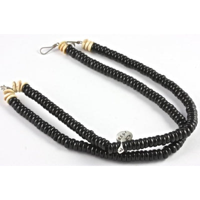 Matched Black Bohemian Glass Disk Beads, With Shell Disk Beads - AT1558