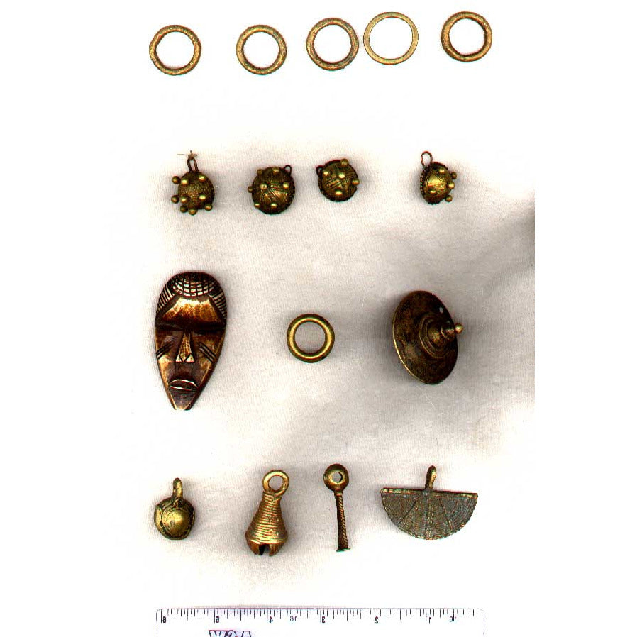 Bottom row, brass pendants, all