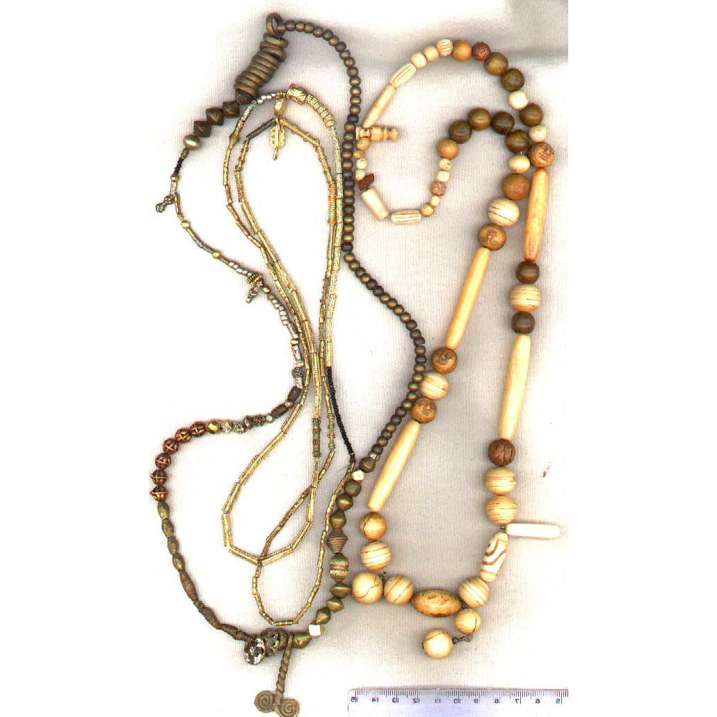 Mixed brass, copper and silver beads