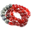 Red Bohemian Oval Translucent Beads, with Faux Bohemian Glass Stone Beads