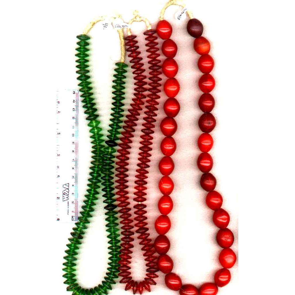 African trade beads, red, Ethiopia