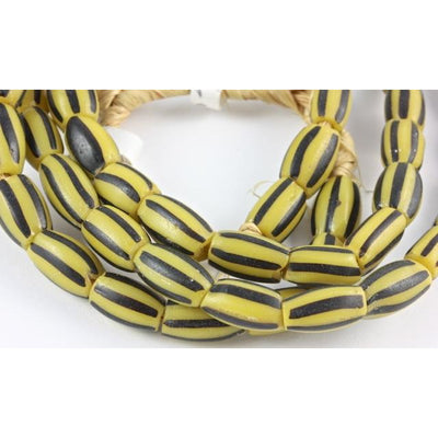 Black and Yellow Melon Venetian Trade Beads - AT0303