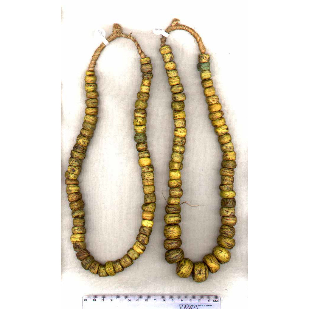Yellow Hebron glass Kano beads, 19th century