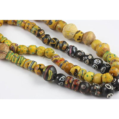 Raised Eye beads, Millefiori beads, Zen beads, Yellow King Venetian Beads, Antiq
