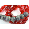 Red Bohemian Oval Translucent Beads, with Faux Bohemian Glass Stone Beads